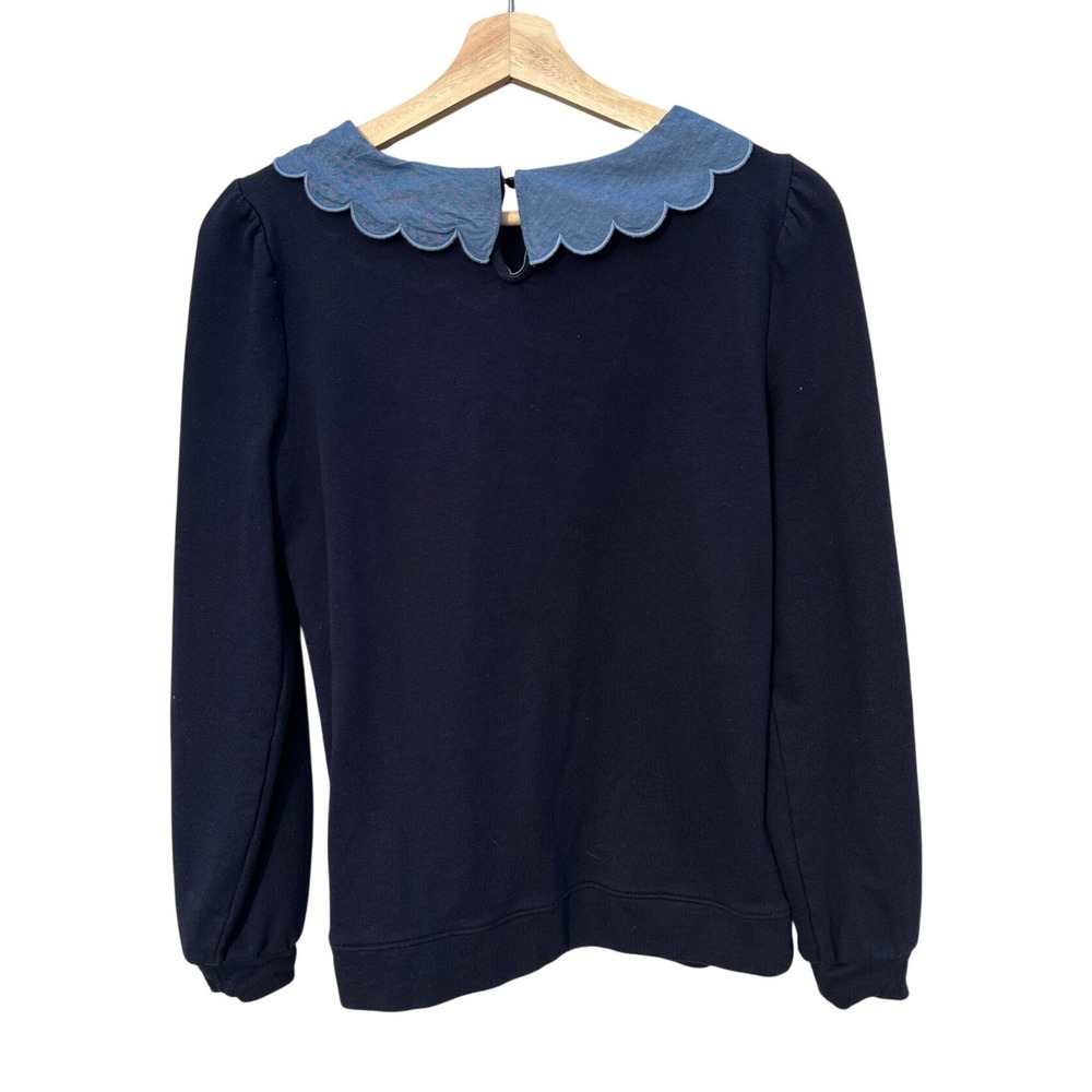 Talbots Chambray Peter Pan Collar Sweatshirt Navy… - image 2